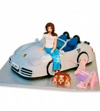 3D Торт девушка на машине