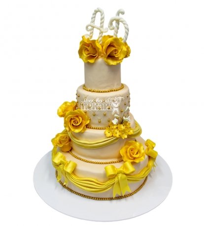№2124 Свадебный торт с цветами
