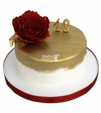 Легкий торт бенто на юбилей женщине 50 лет с цветами