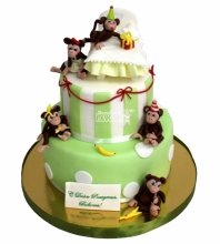 Детский торт с обезьянками 