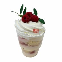 Десерт в стакане чизкейк сливочный с малиной