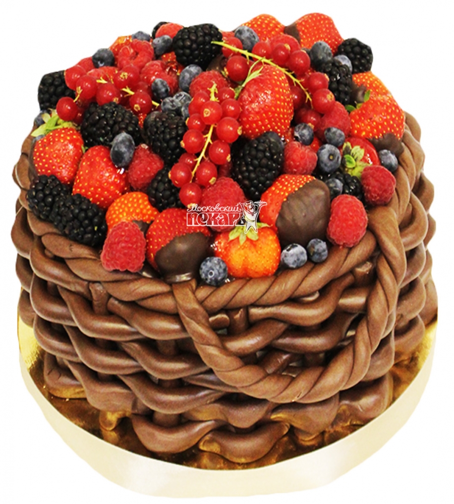 Торт корзина с ягодами №8845 купить по выгодной цене с доставкой по Москве.  Интернет-магазин Московский Пекарь